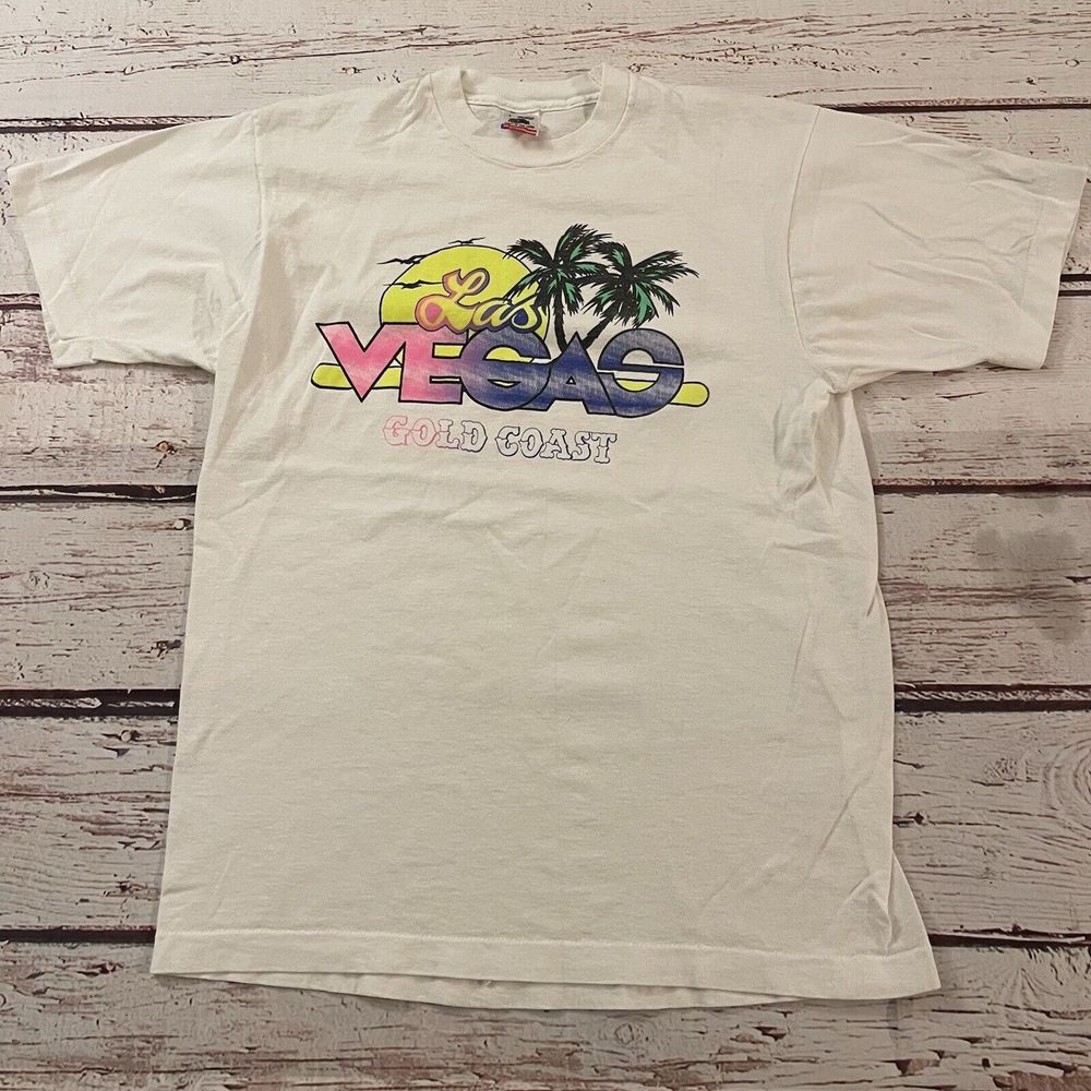 Vintage‎ Las Vegas Gold Coast Retro White Size Large Men's Fruit of The Loom Tag